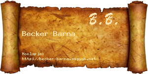 Becker Barna névjegykártya